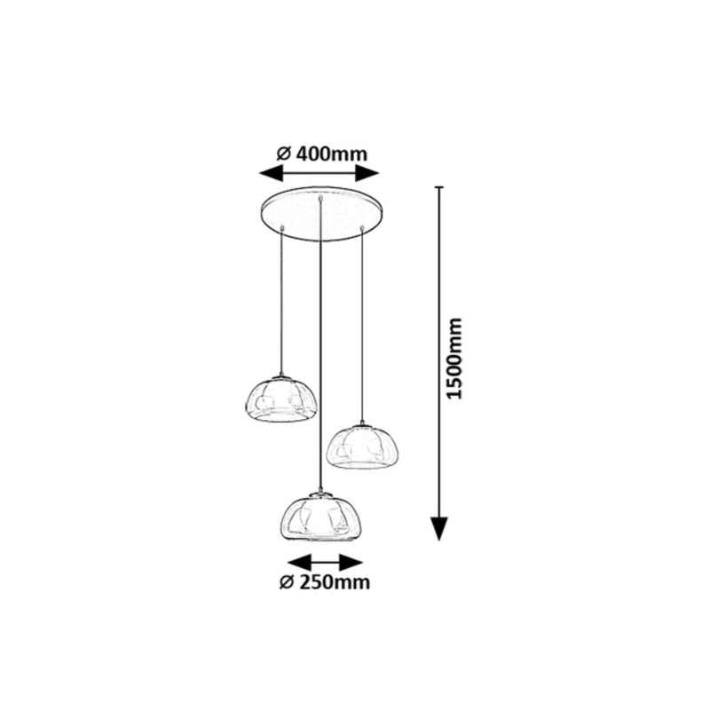 Elowen – Hanging lamp with 3 multi-colored lampshades and black metal | RABALUX