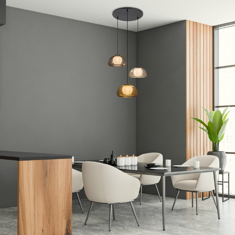Elowen – Hanging lamp with 3 multi-colored lampshades and black metal | RABALUX