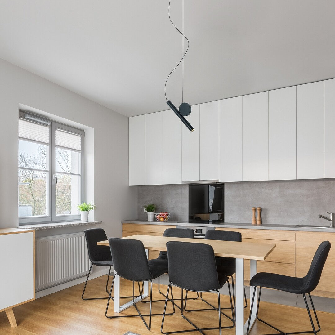 Alaric – LED pendant lamp with movable disc in black and white | RABALUX