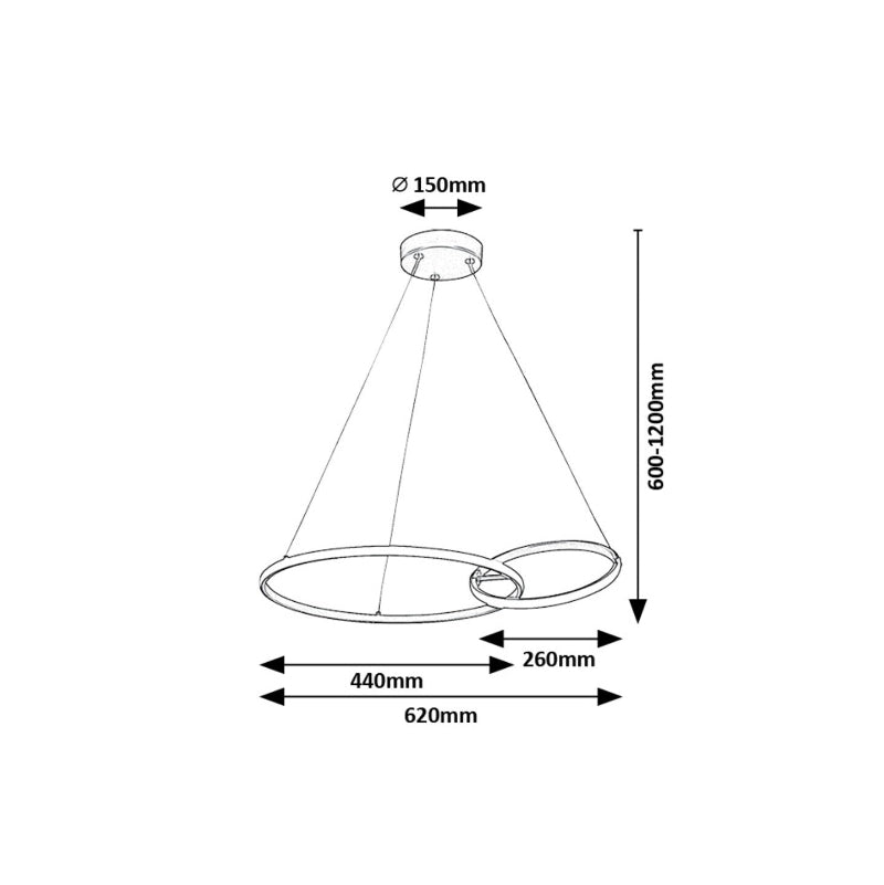 Emilion – RABALUX LED pendant light in black and gold, 36W, 4000K, Ø62 cm