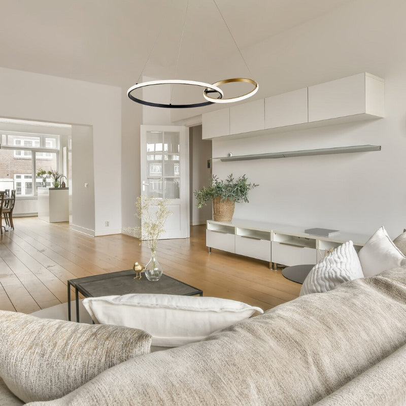 Emilion – RABALUX LED pendant light in black and gold, 36W, 4000K, Ø62 cm