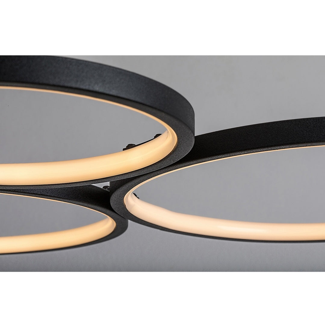 Formand – RABALUX LED pendant light with 3 circles, 38W, 3000K, black, 61 cm