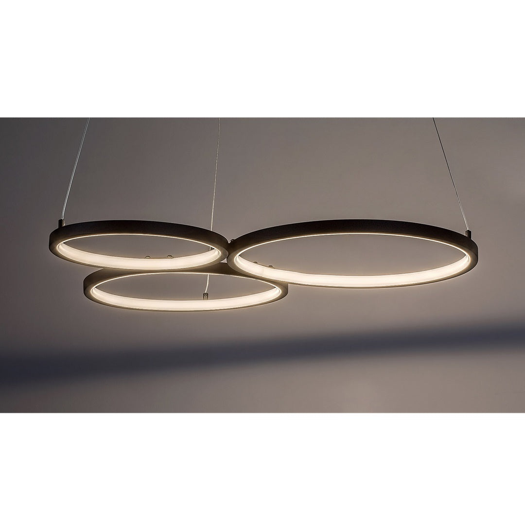 Formand – RABALUX LED pendant light with 3 circles, 38W, 3000K, black, 61 cm