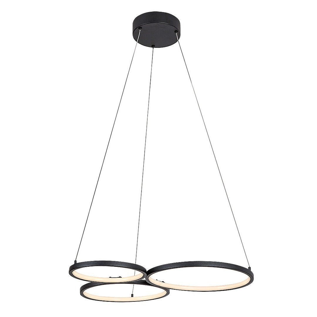 Formand – RABALUX LED pendant light with 3 circles, 38W, 3000K, black, 61 cm
