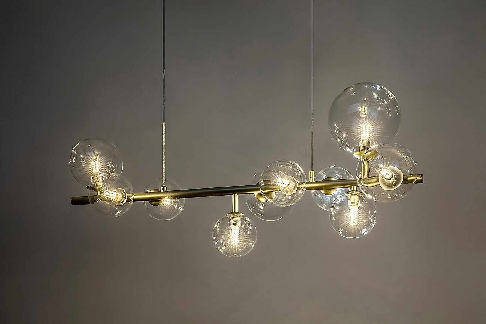 Aslov – RABALUX hanging chandelier, gold with 10 glass lampshades, G9