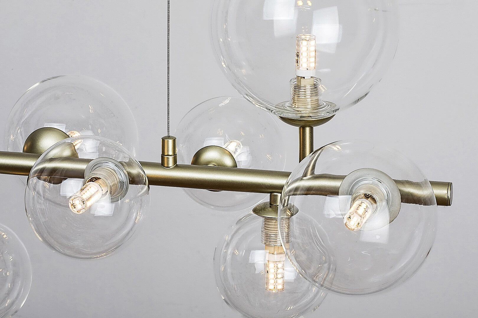 Aslov – RABALUX hanging chandelier, gold with 10 glass lampshades, G9