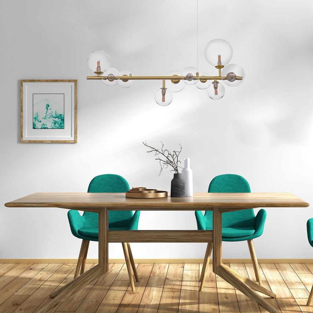 Aslov – RABALUX hanging chandelier, gold with 10 glass lampshades, G9