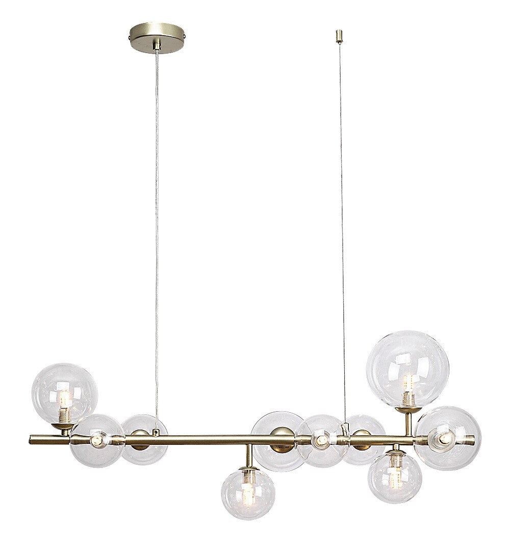 Aslov – RABALUX hanging chandelier, gold with 10 glass lampshades, G9