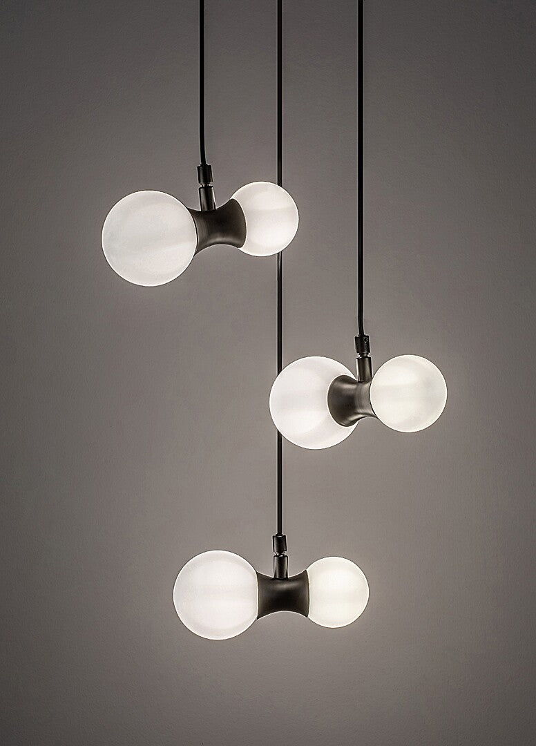 Lition – RABALUX black pendant lamp with 6 white glass lampshades