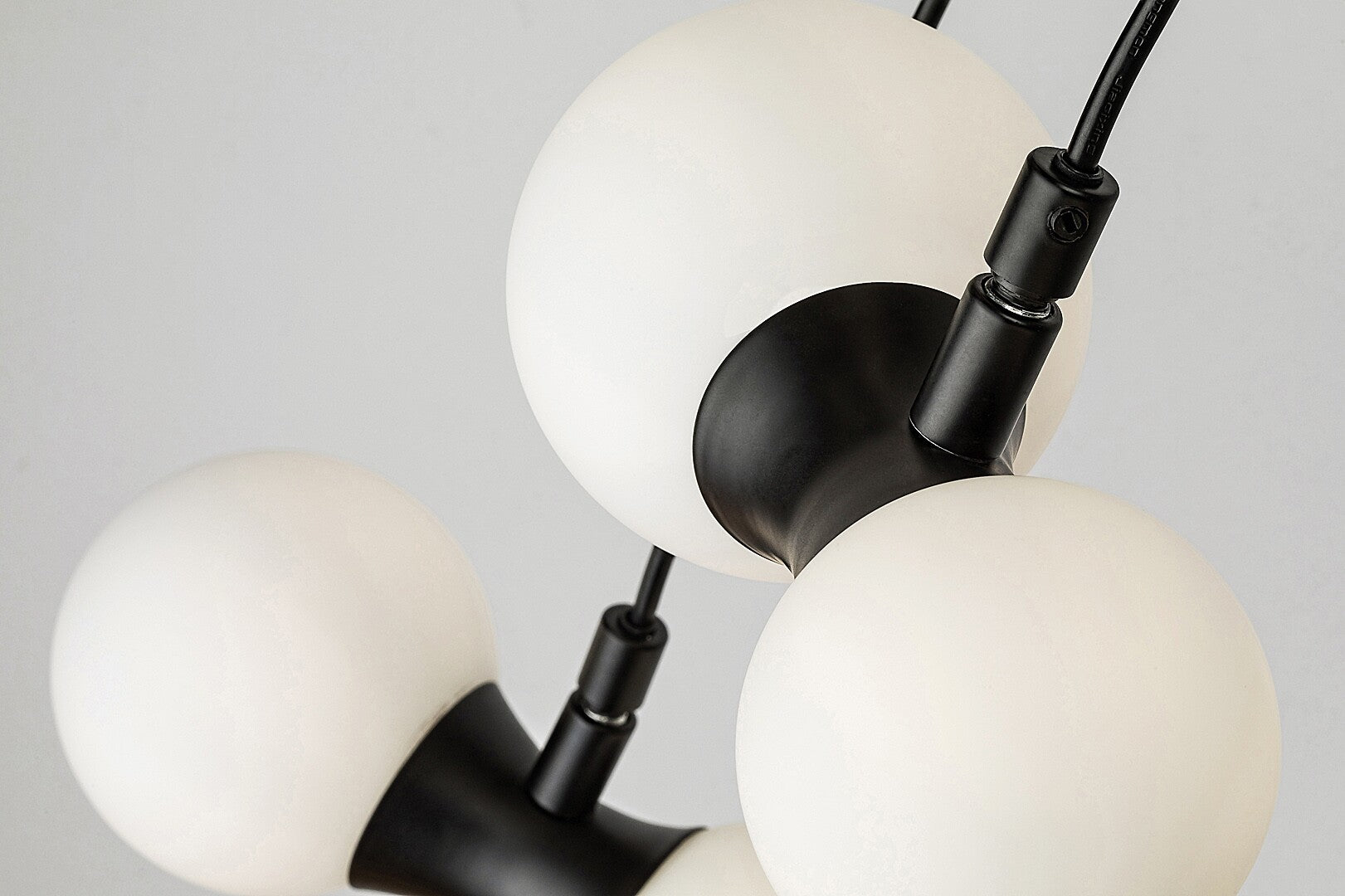 Lition – RABALUX black pendant lamp with 6 white glass lampshades