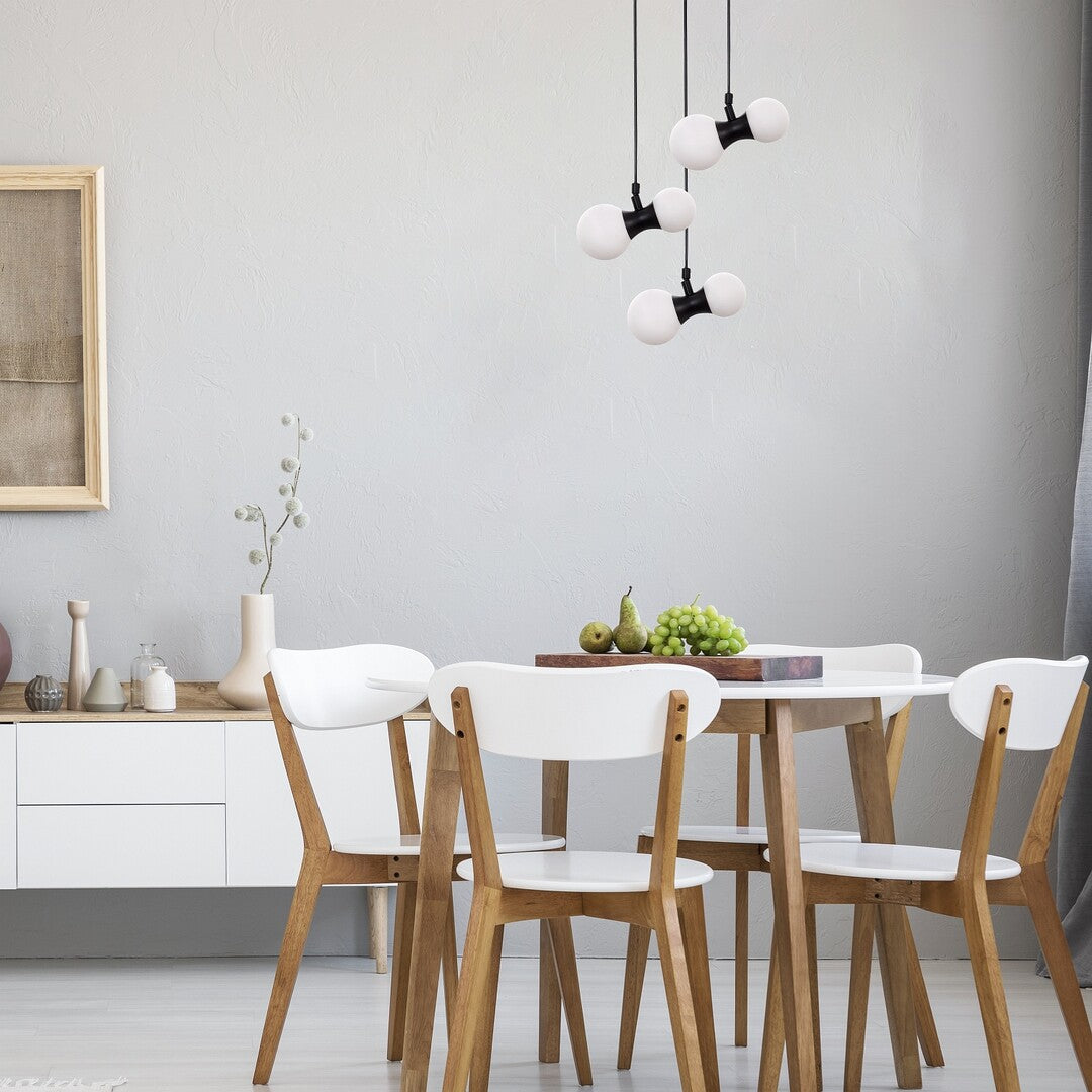 Lition – RABALUX black pendant lamp with 6 white glass lampshades