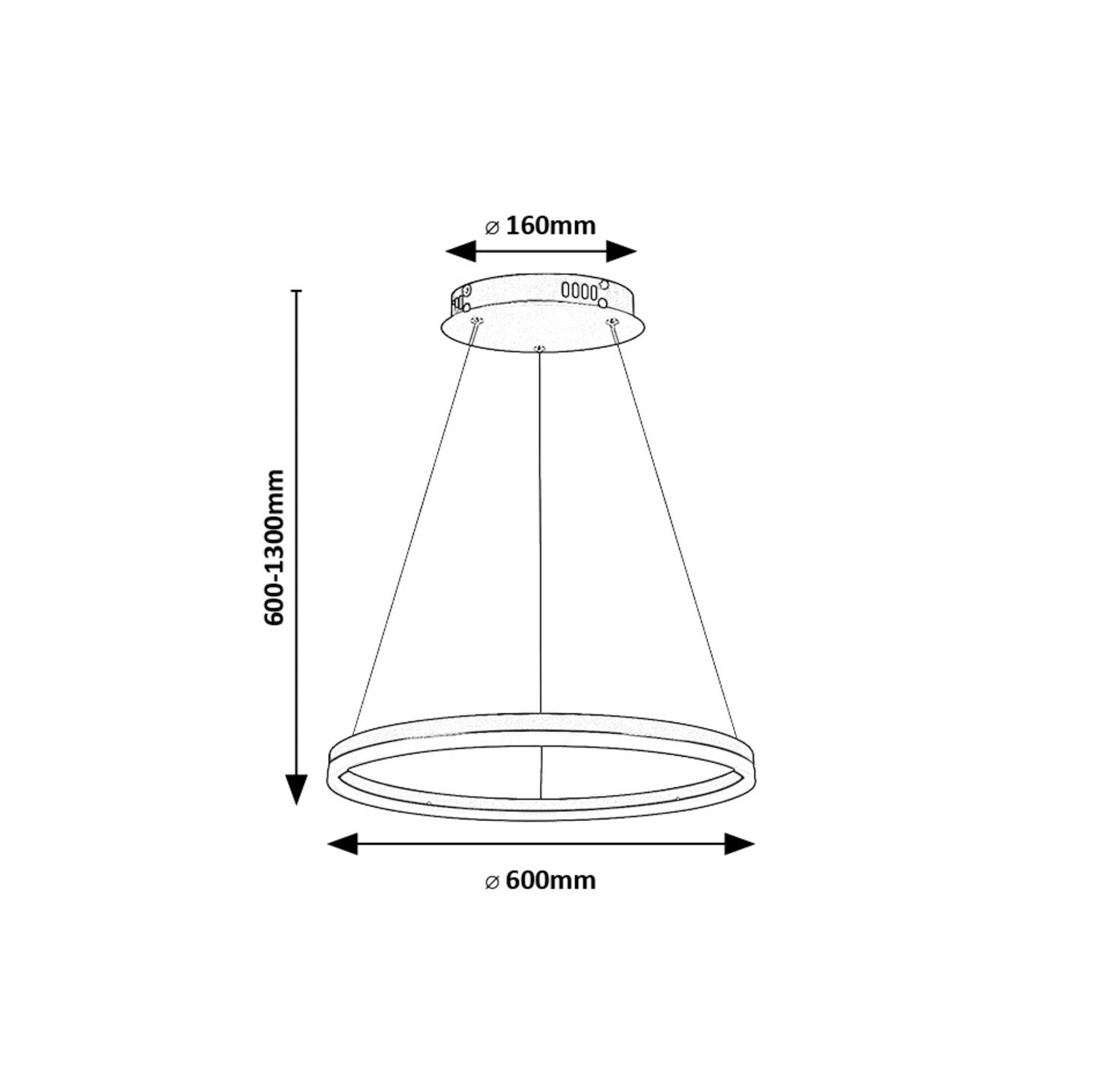 Isaure – RABALUX LED pendant lamp, Ø60 cm, 35W, adjustable light 3000–6500K, black