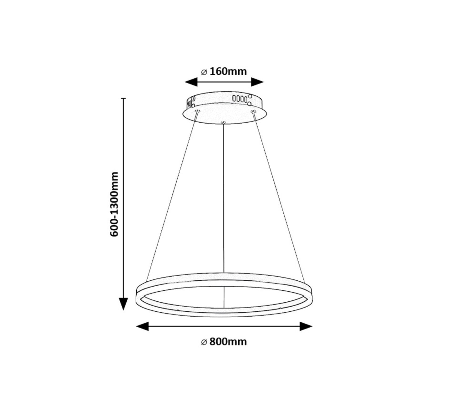 Isaure – RABALUX LED pendant lamp, Ø80 cm, 45W, adjustable light 3000–6500K, black