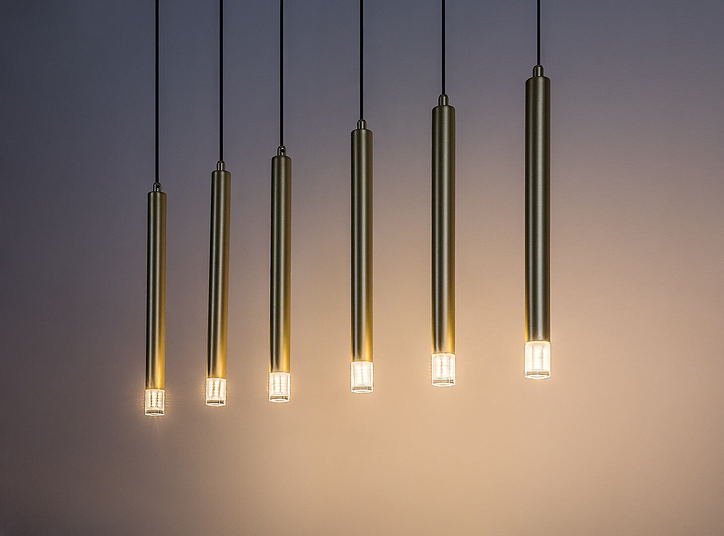 Ramira – RABALUX gold pendant lamp with 6 lights and acrylic lampshades