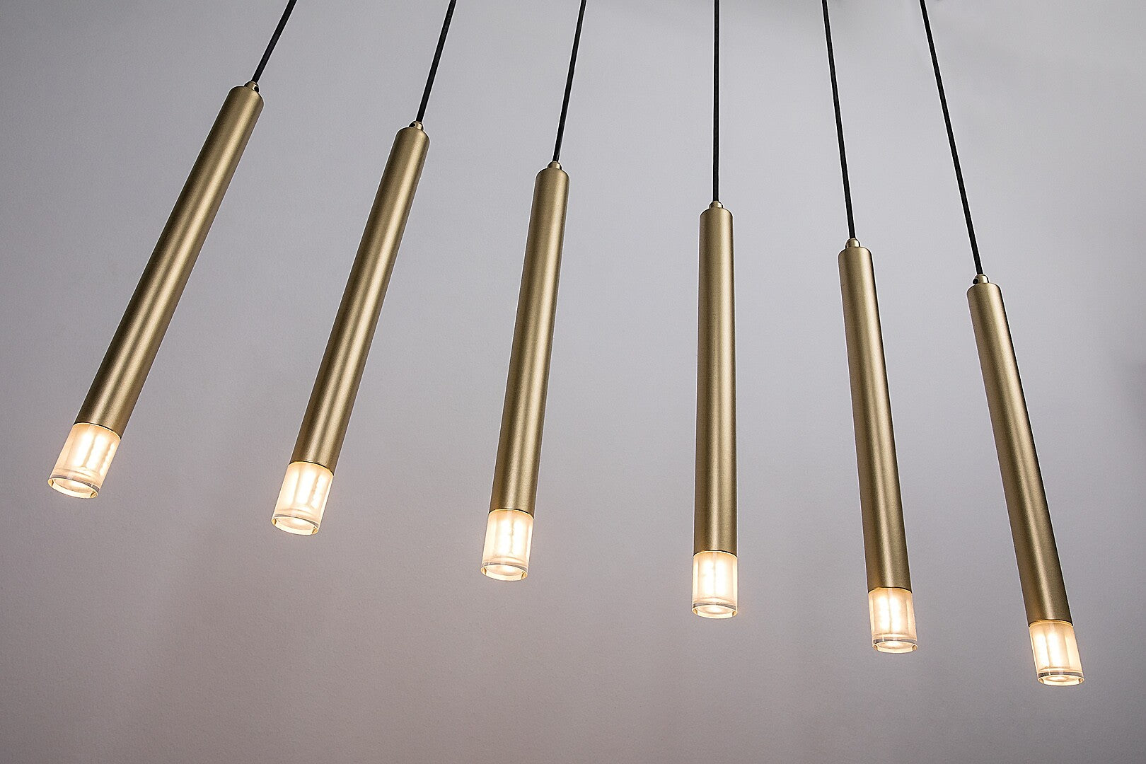 Ramira – RABALUX gold pendant lamp with 6 lights and acrylic lampshades