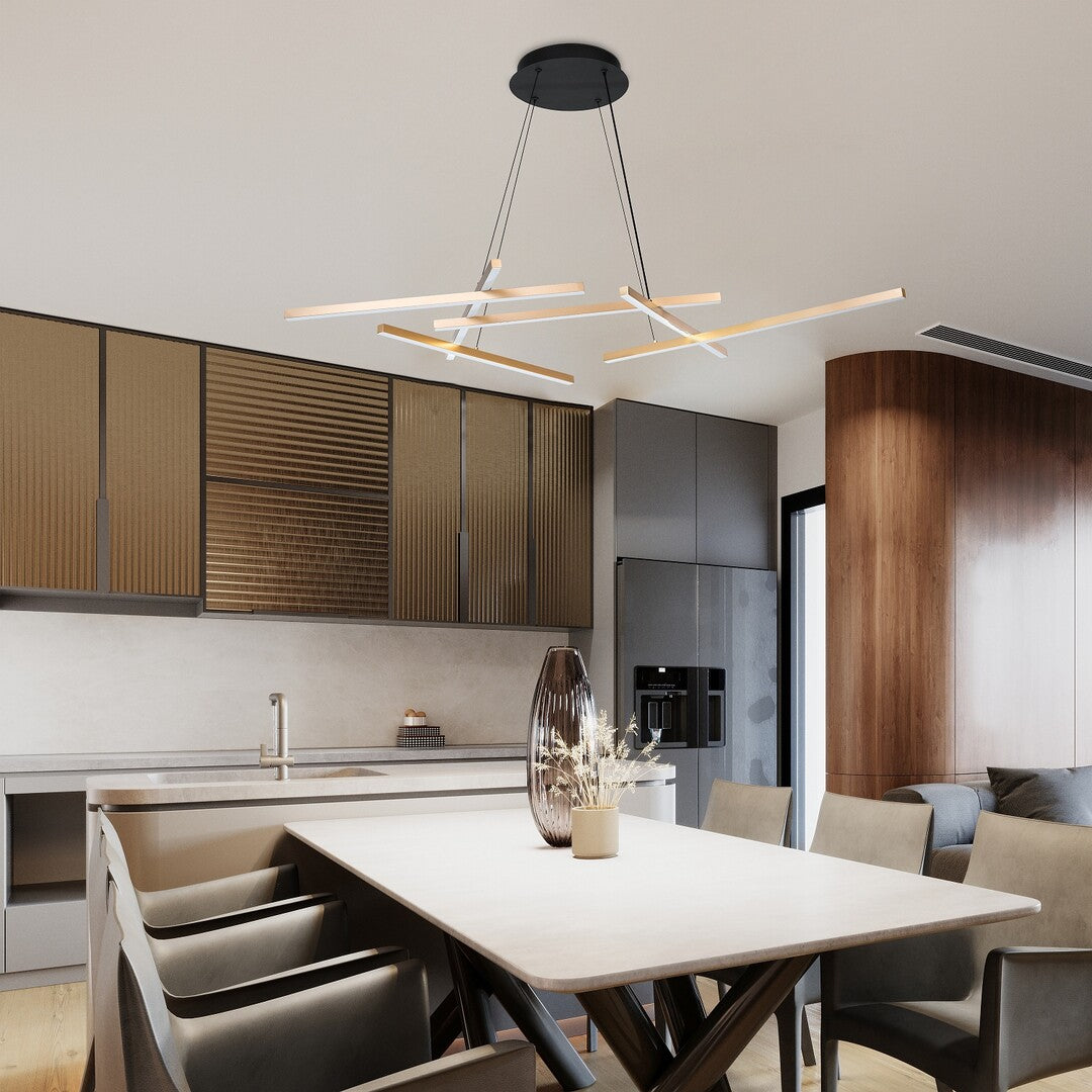 Severine – hanging LED lamp 40W, black/gold, dimmable with remote control | RABALUX