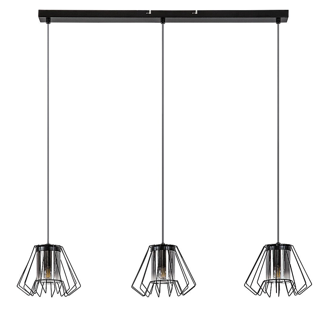 Emerencia – Triple industrial pendant lamp with dimmed glass, 3xE27 | RABALUX