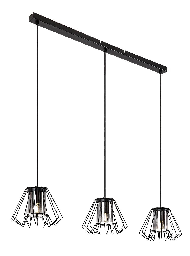 Emerencia – Triple industrial pendant lamp with dimmed glass, 3xE27 | RABALUX