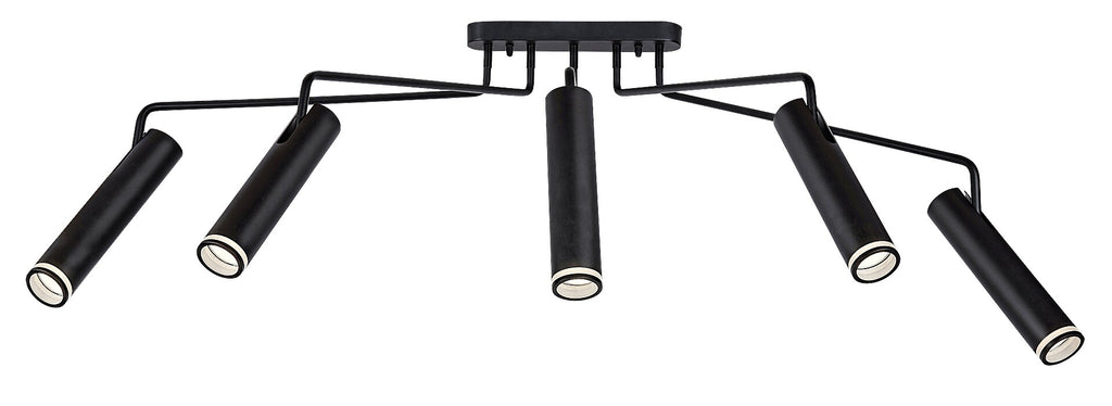 Senobia – RABALUX ceiling lamp with 5 lights, aluminum in black and white