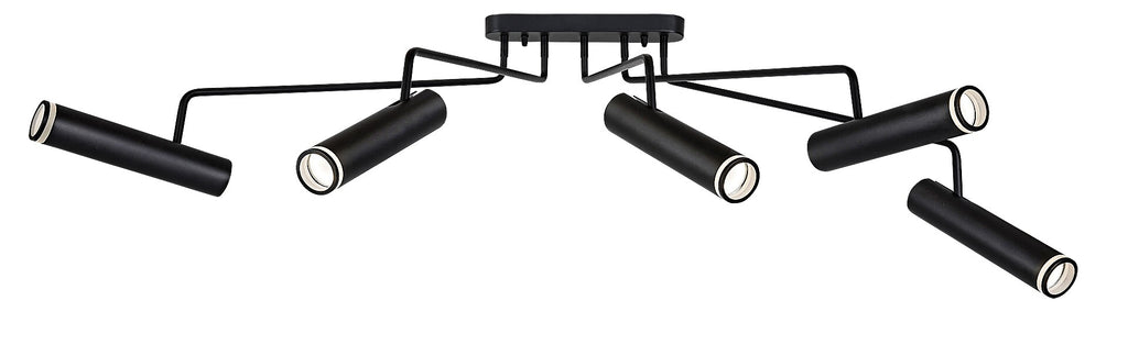 Senobia – RABALUX ceiling lamp with 5 lights, aluminum in black and white