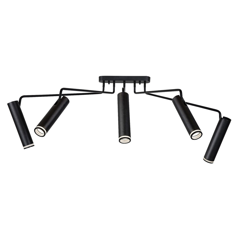Senobia – RABALUX ceiling lamp with 5 lights, aluminum in black and white