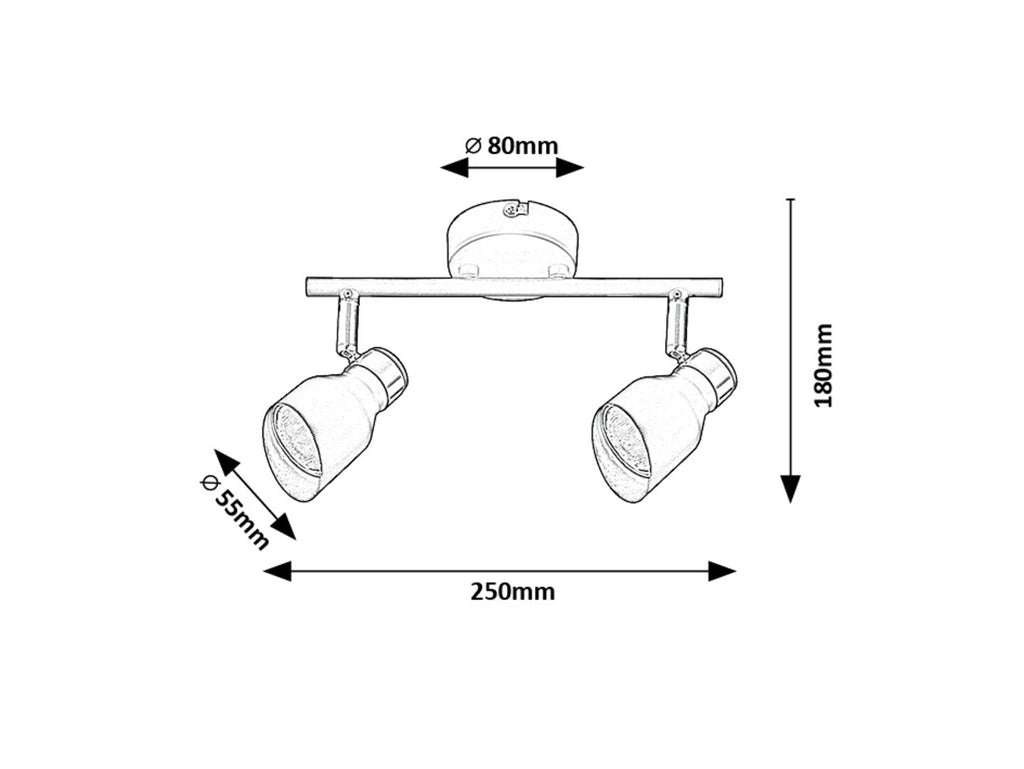 Lilou – RABALUX ceiling lamp with 2 lights, gold body and matte black heads