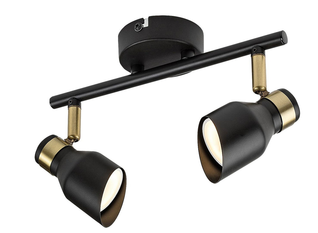 Lilou – RABALUX ceiling lamp with 2 lights, gold body and matte black heads
