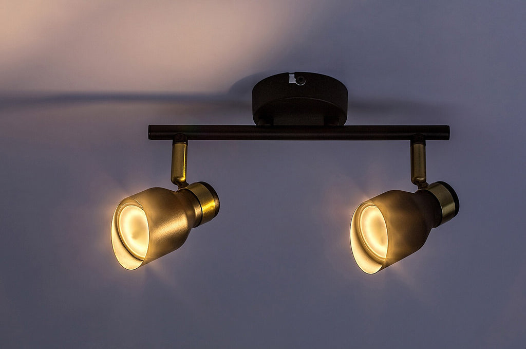 Lilou – RABALUX ceiling lamp with 2 lights, gold body and matte black heads