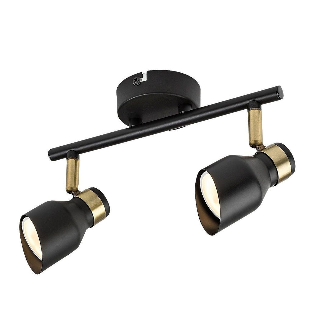 Lilou – RABALUX ceiling lamp with 2 lights, gold body and matte black heads