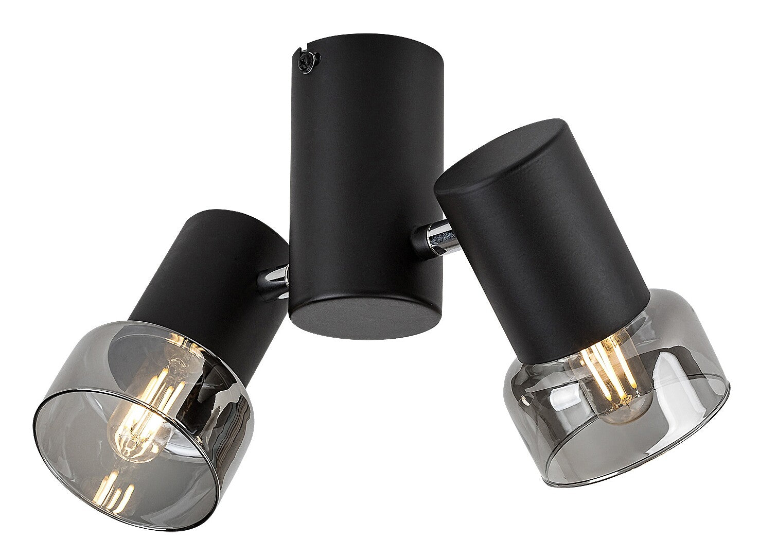 Hatice – Ceiling spotlight with 2 adjustable heads, black metal and smoked glass | RABALUX