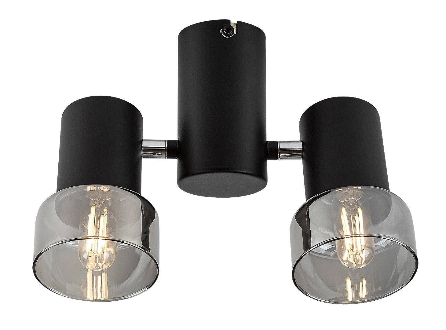 Hatice – Ceiling spotlight with 2 adjustable heads, black metal and smoked glass | RABALUX