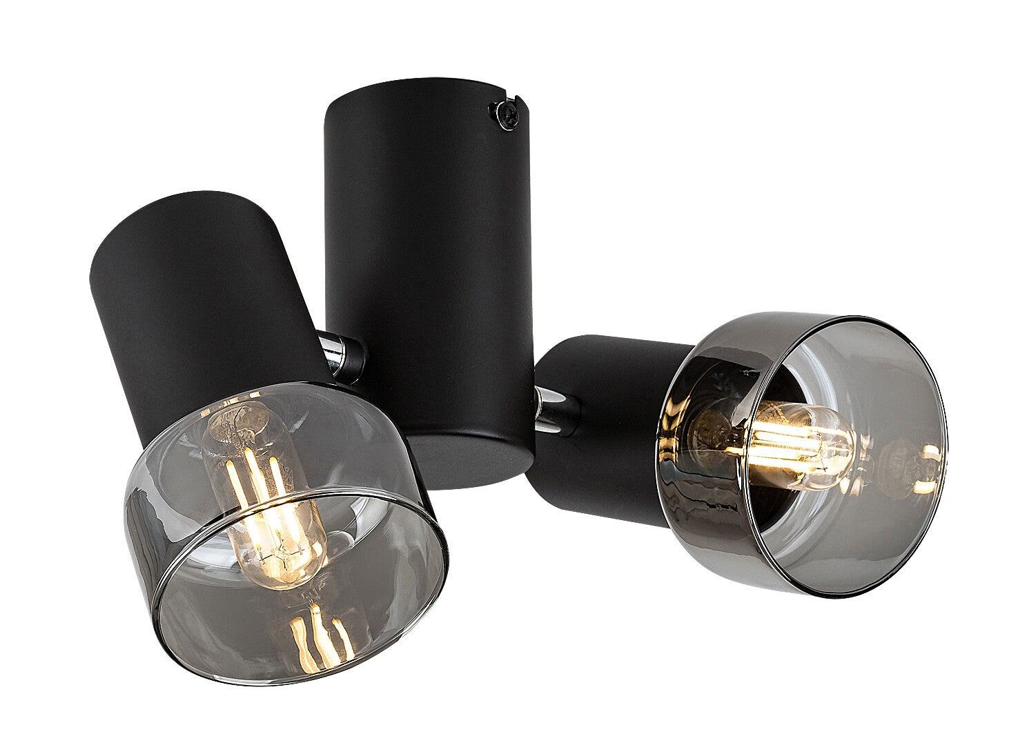 Hatice – Ceiling spotlight with 2 adjustable heads, black metal and smoked glass | RABALUX