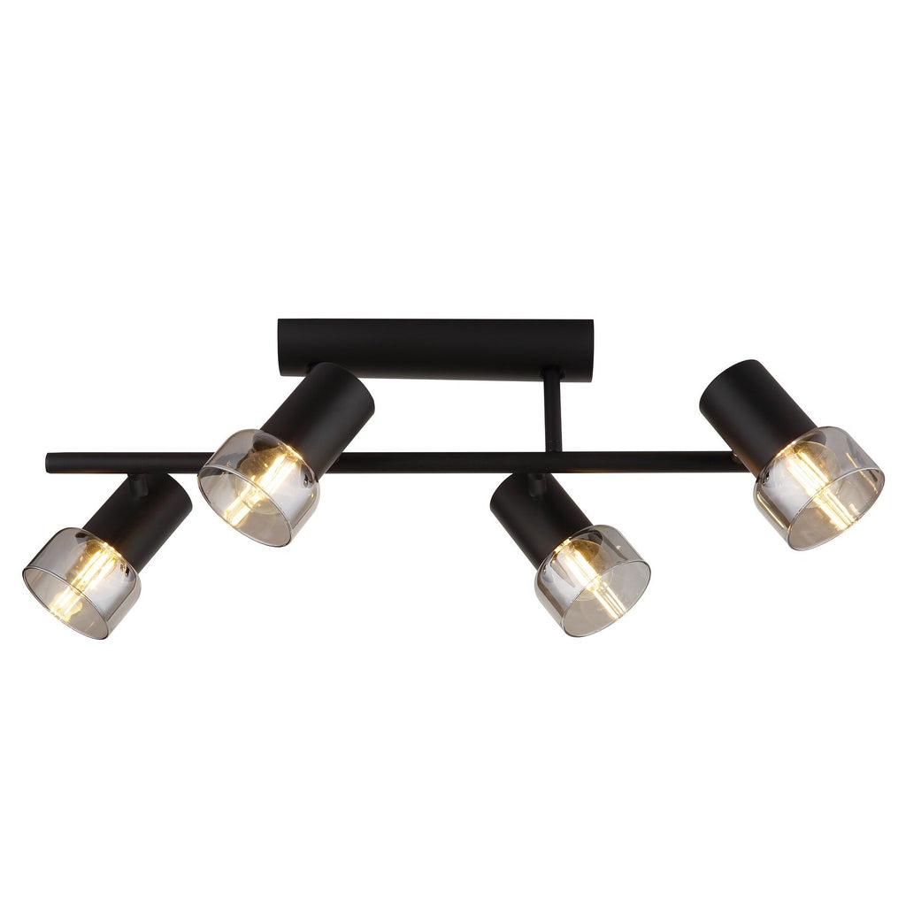 Hatice – RABALUX ceiling spotlight with 4 lights and smoked glass, black metal