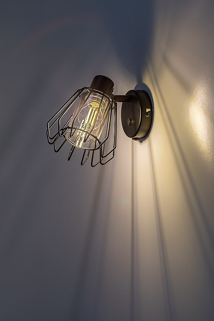 Emerencia – Single spot with industrial design and dimmed glass, 1xE14 | RABALUX