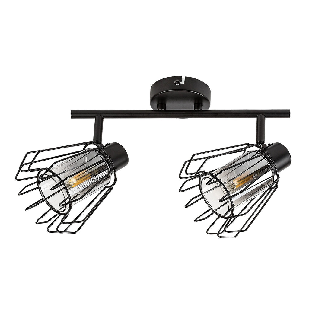Emerencia – Double spot with industrial design and dimmable glass shades, 2xE14 | RABALUX