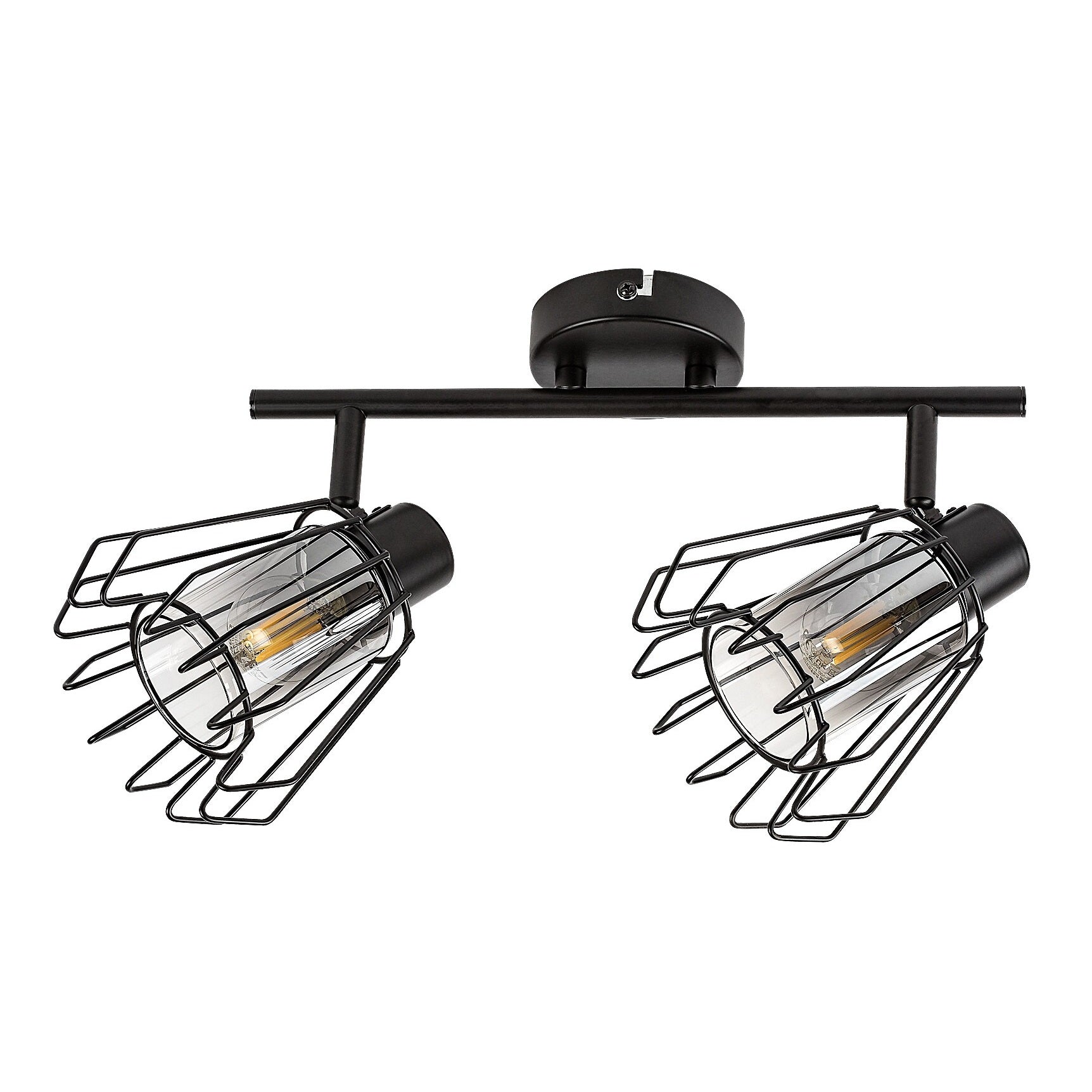 Emerencia – Double spot with industrial design and dimmable glass shades, 2xE14 | RABALUX