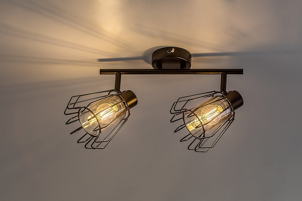 Emerencia – Double spot with industrial design and dimmable glass shades, 2xE14 | RABALUX
