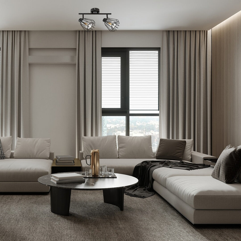 Emerencia – Double spot with industrial design and dimmable glass shades, 2xE14 | RABALUX