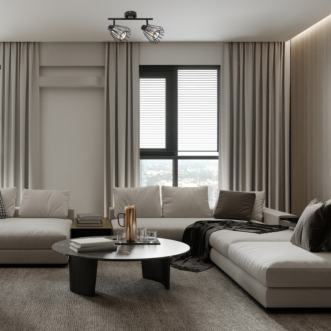 Emerencia – Double spot with industrial design and dimmable glass shades, 2xE14 | RABALUX
