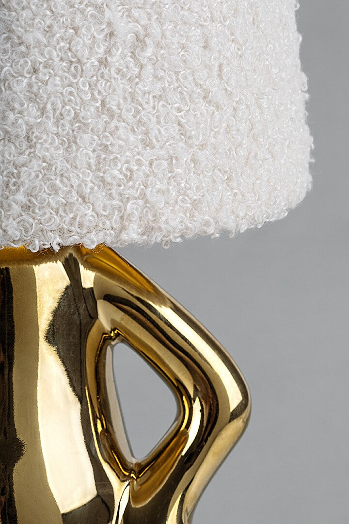 Smurfy – RABALUX decorative table lamp with gold ceramic base and cream lampshade