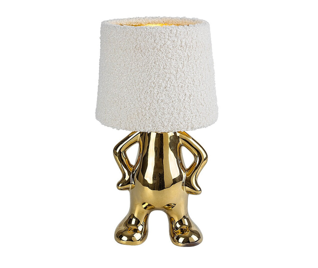 Smurfy – RABALUX decorative table lamp with gold ceramic base and cream lampshade