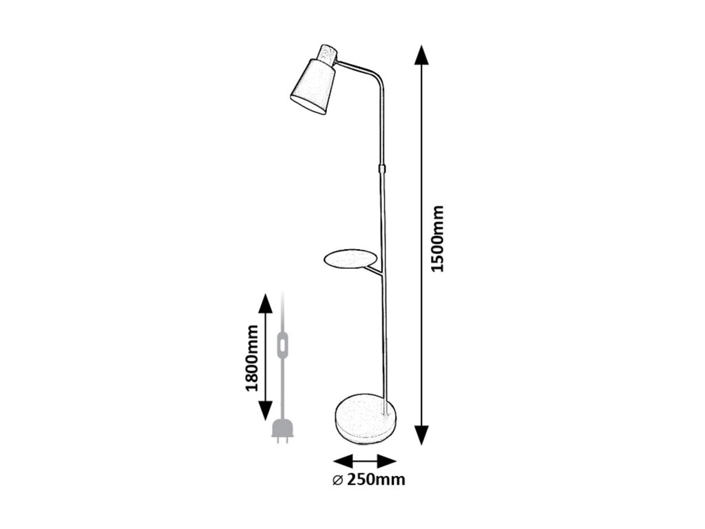 Azim2 RABALUX – Floor lamp, black metal and white lampshade, 1xE27