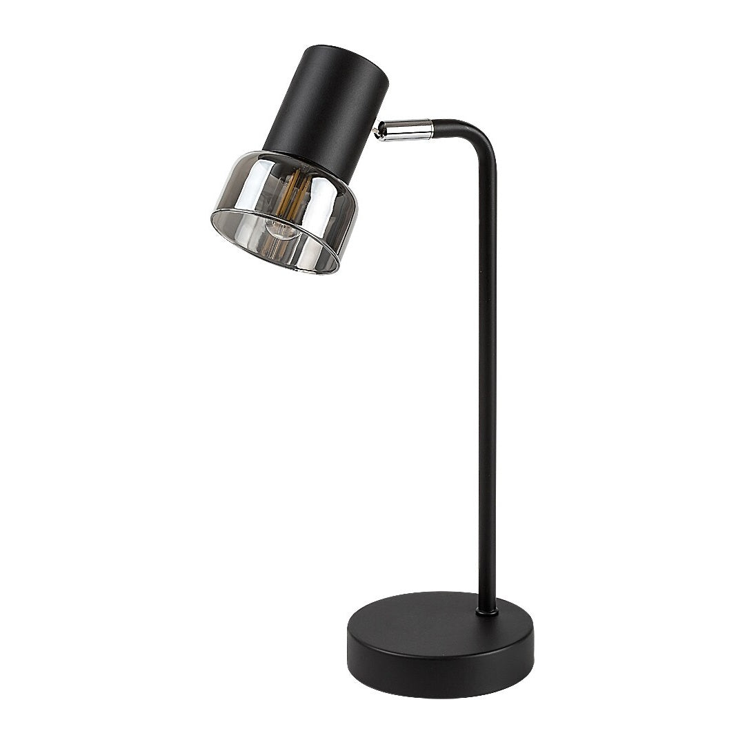 Hatice – Table lamp with smoked glass and black metal | RABALUX
