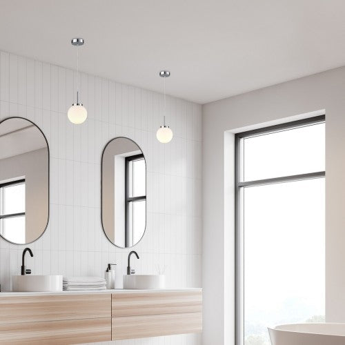 Пендел за баня TOGO 75007 – хром с бял стъклен глобус IP44