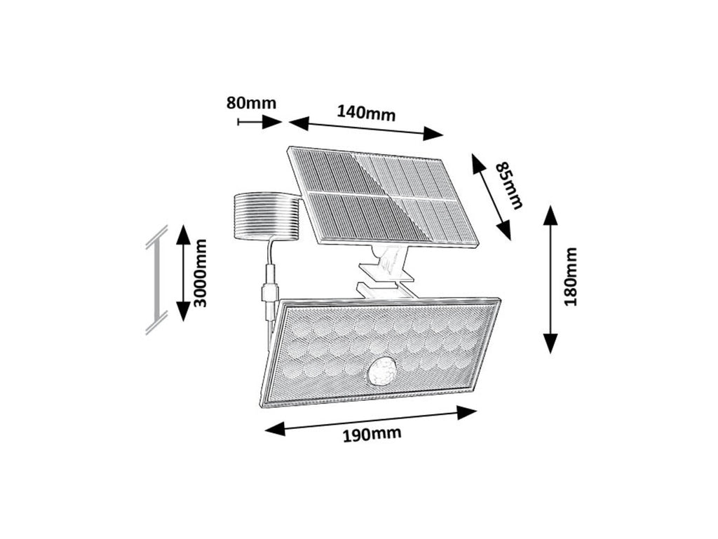 Zavod – Solar outdoor LED lamp RABALUX, black, IP65, sensor, 8W