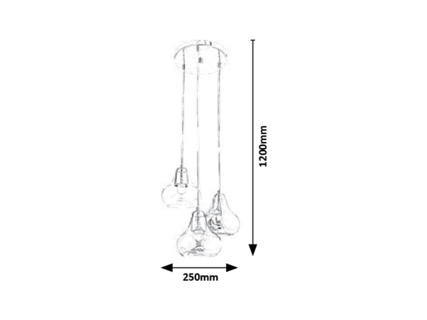 Jezabel RABALUX chandelier – 3xE27, chrome and transparent brown glass, modern style