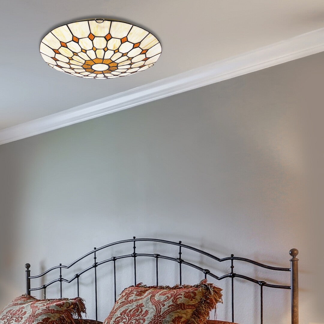 Marvel RABALUX ceiling lamp - ceiling lamp with bronze base and Tiffany glass