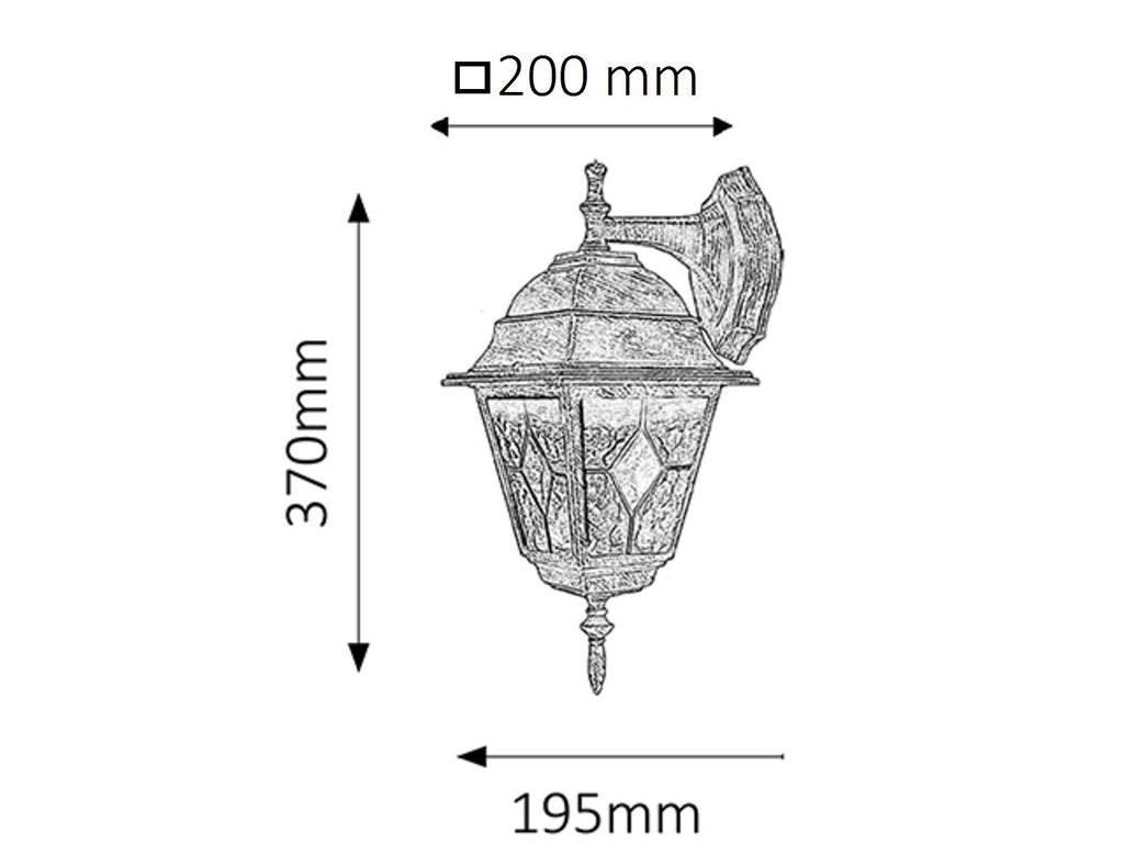 Monaco – RABALUX outdoor wall lamp, antique gold with colored glass shade