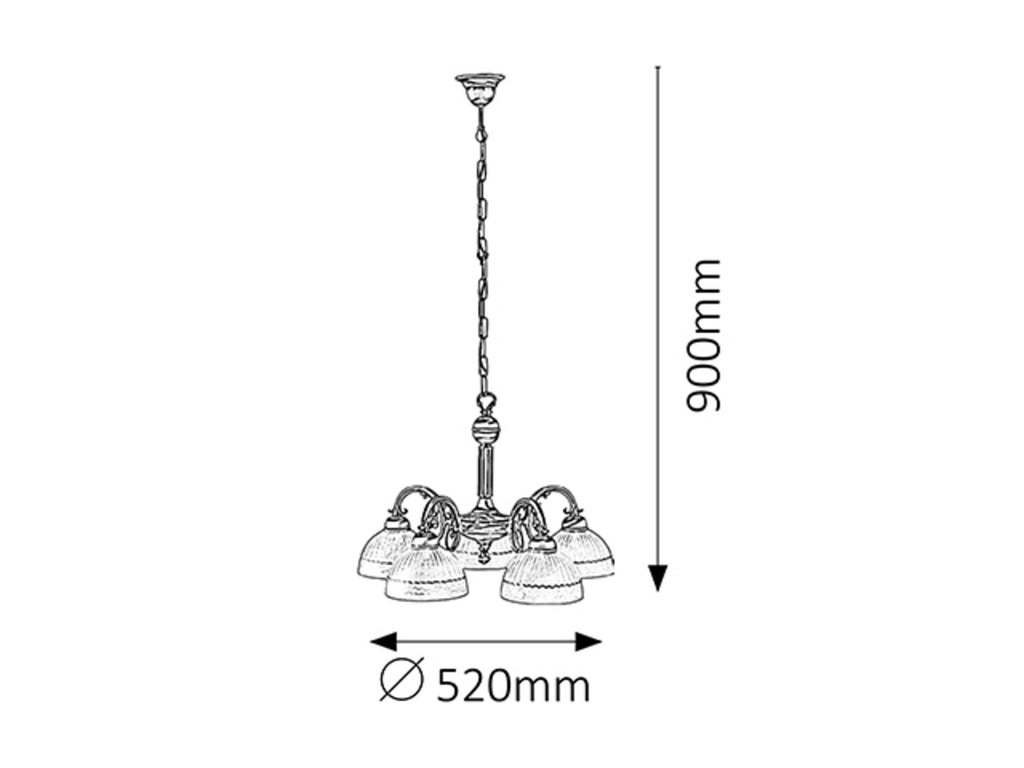 Flossi – classic chandelier with 5xE27, bronze and white glass lampshades | RABALUX