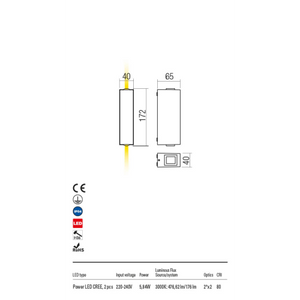 LED фасаден аплик ACE 3000K/172 - AVA Lighting